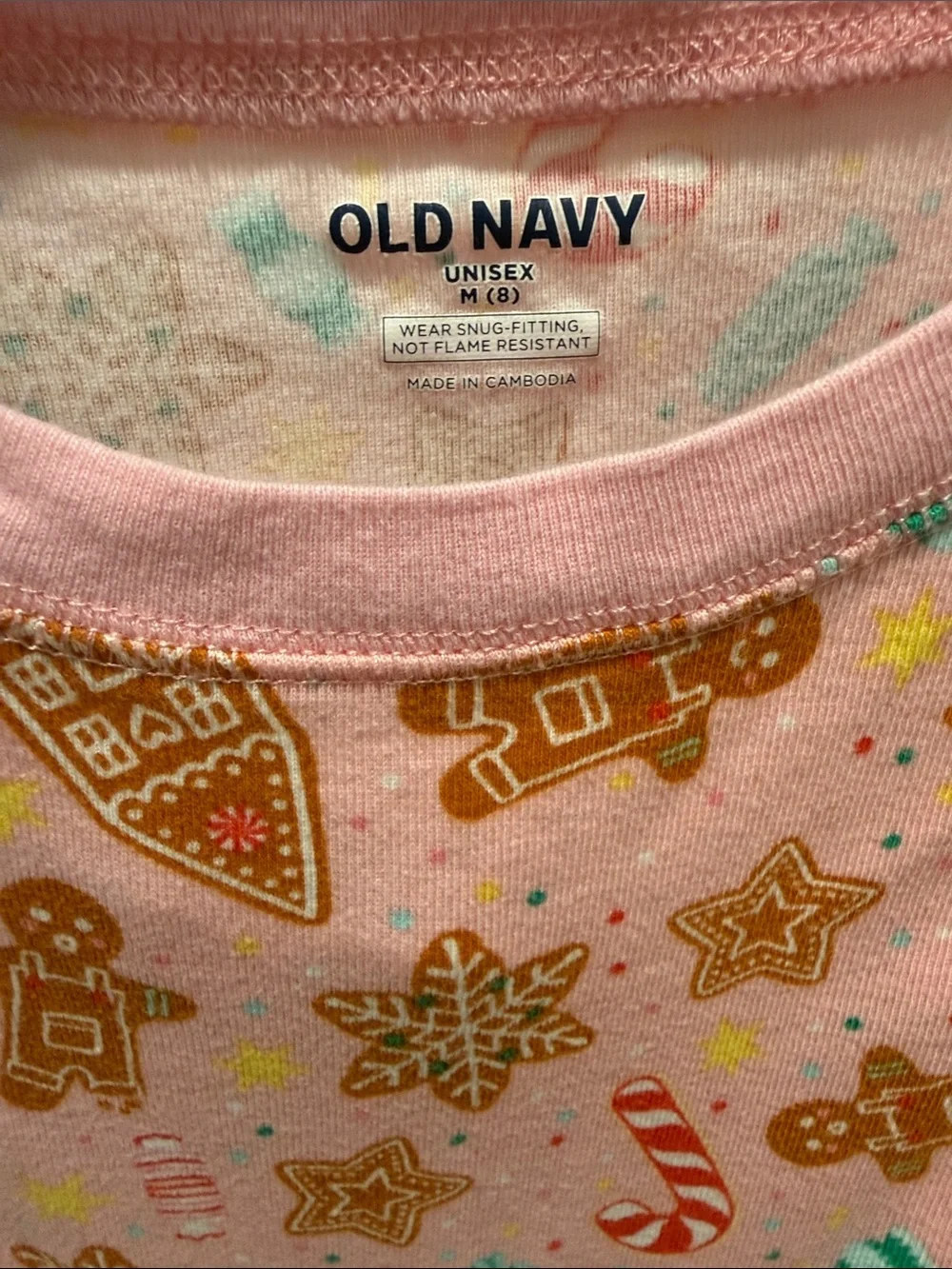 Old Navy Pink Holiday Gingerbread & Candy Cane Pajama Set